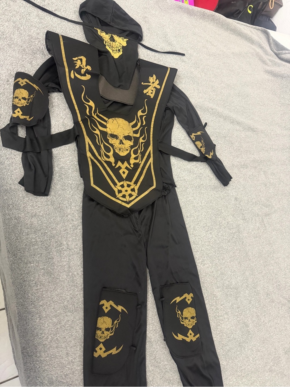 Skull Ninja Costume Gold Fun World Child LARGE (10-12) No Pants